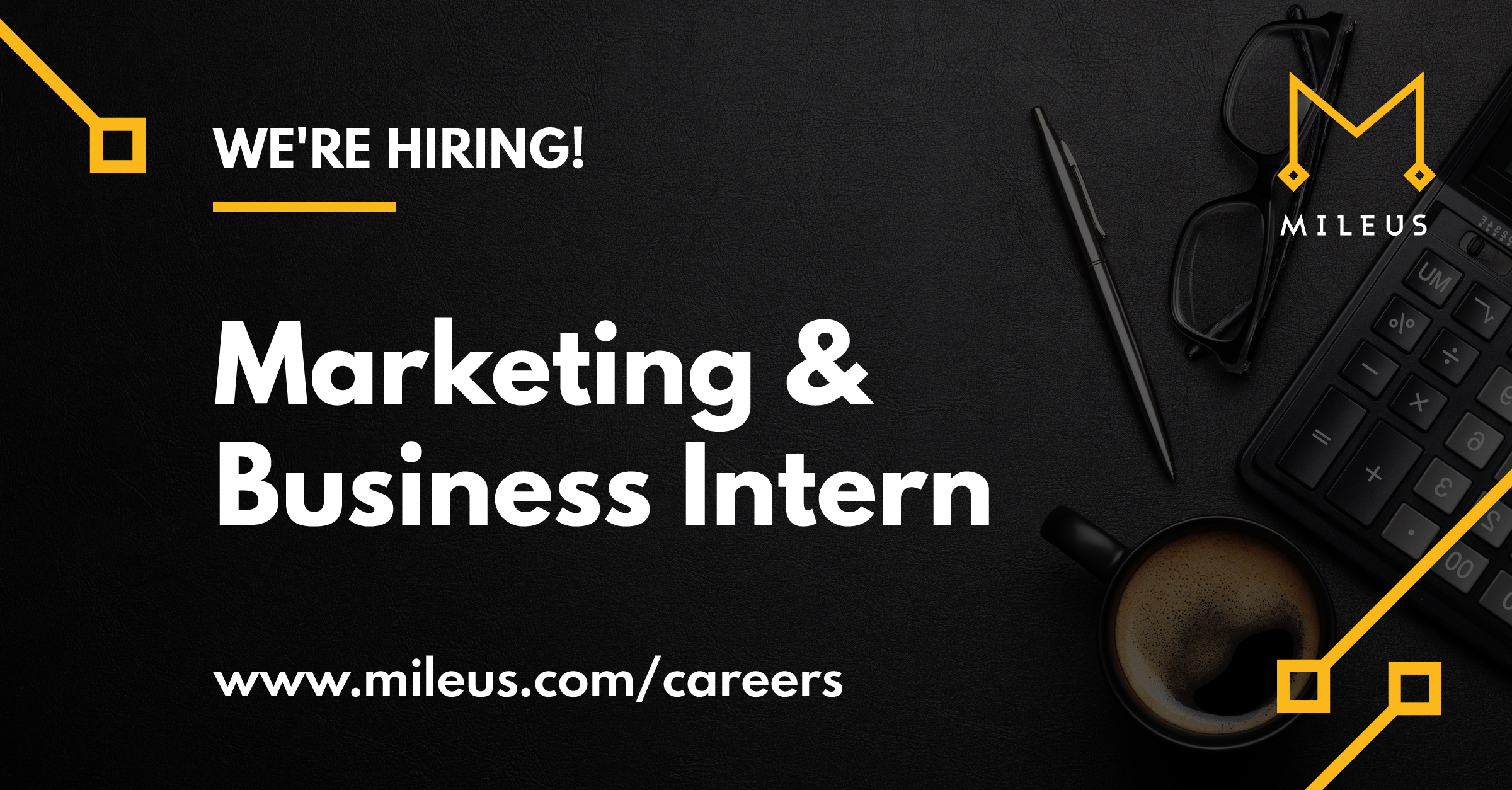 Hiring graphic image for the role of marketing & business intern