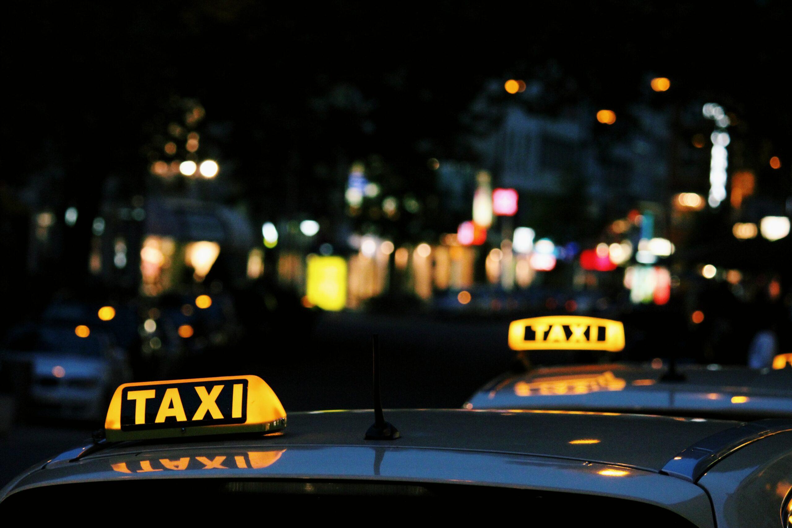 taxi lights at night