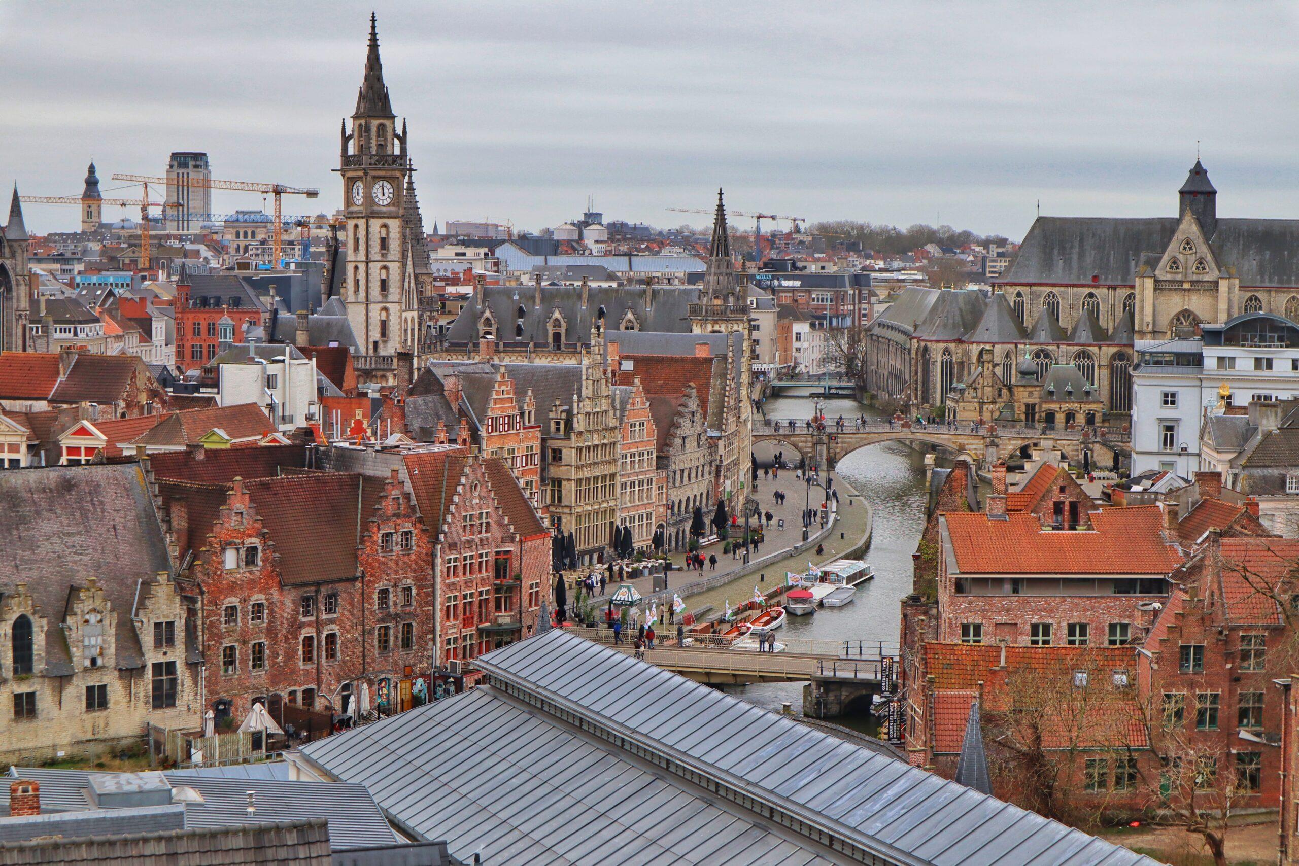 Ghent city centre view from roof top