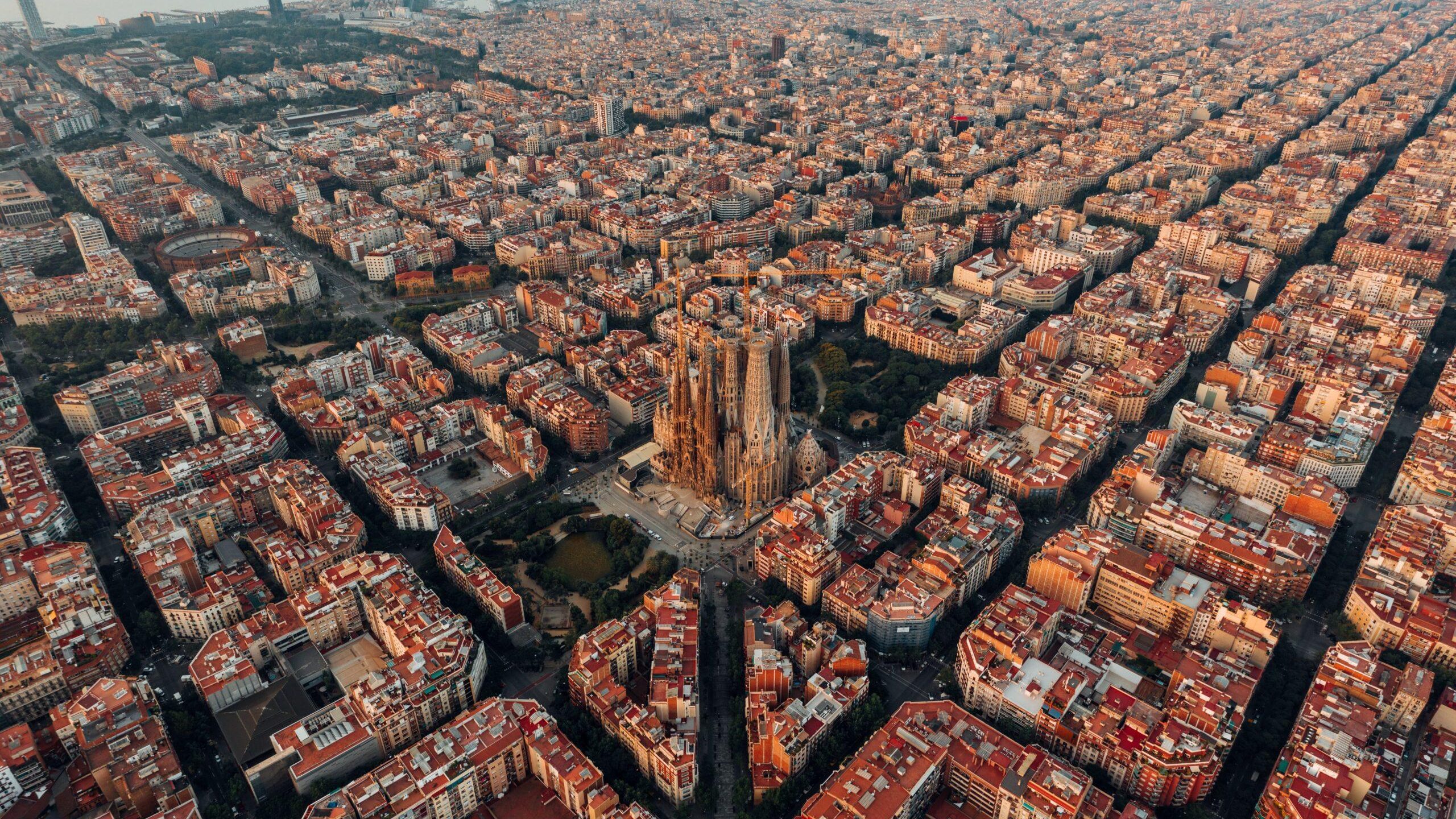 Aerial view of Barcelona city